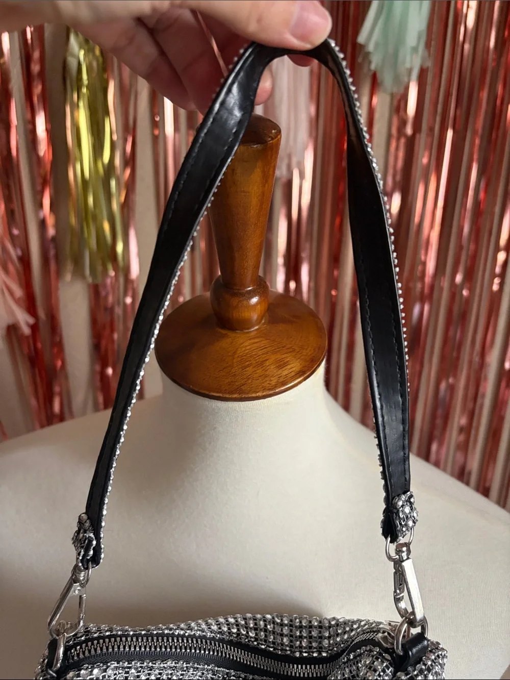 Silver Crystal Rhinestone Shoulder Bag